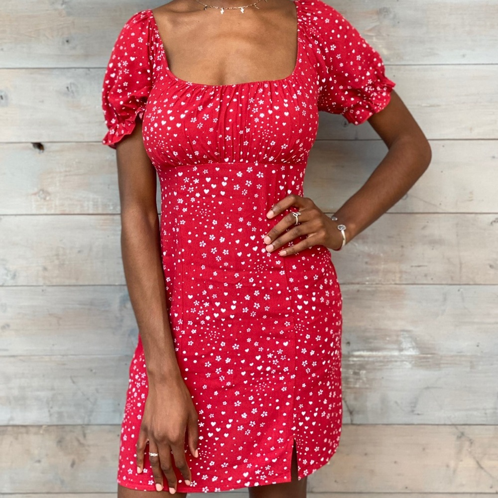 red dress pacsun Beverly and Beck Lucy Lace Trim Mini Dress